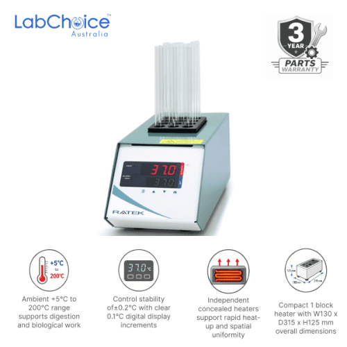 Digital Dry Block Heater with Microprocessor Control, 200°C with LED Display