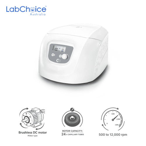 Hematocrit High Speed Centrifuge with 24-Place Capillary Tube Hematocrit Rotor Kit, Lid and Reading Disc, up to 12,000 rpm