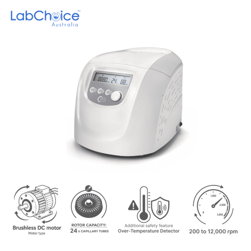 Hematocrit Centrifuge with 24-Place Capillary Tube Hematocrit Rotor Kit, Lid and Reading Disc, up to 12,000 rpm